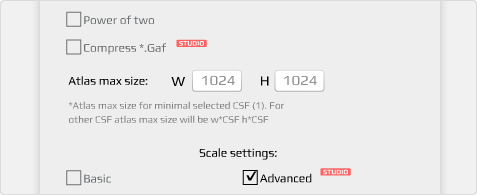 gaf expanded settings to adjust the converted 2d animations