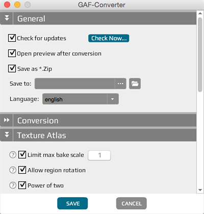 gaf standalone settings